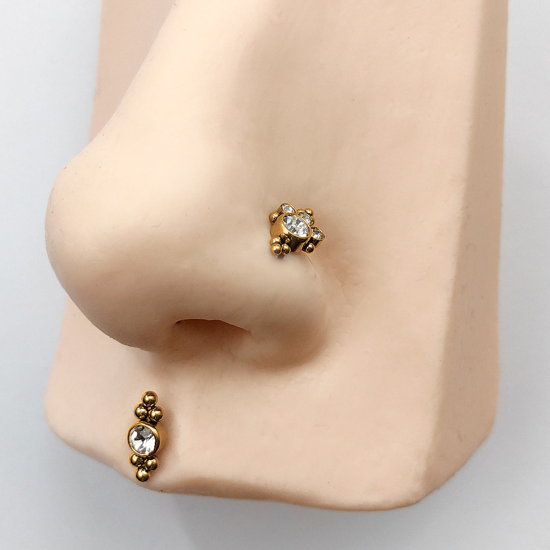 Piercing Orelha Nariz Tragus Labret Zircônia Aço Cirúrgico Dourado