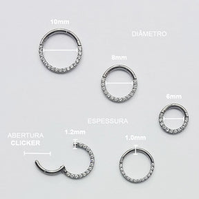 Piercing Clicker Argola Zirconia Titânio