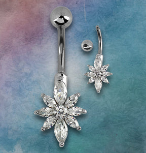 Piercing Umbigo Zircônias Aço Cirúrgico