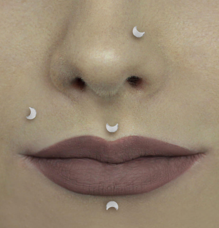 Piercing Orelha Nariz Tragus Labret Lua Aço Cirúrgico