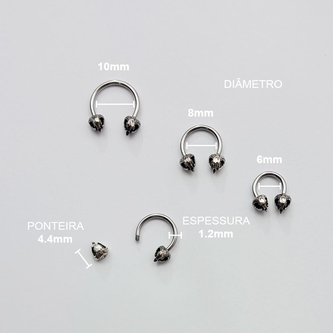 Piercing Ferradura Baphomet Aço Cirúrgico