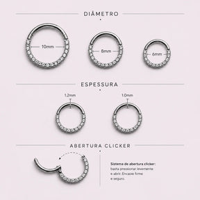 Piercing Clicker Argola Zirconia Titânio