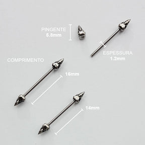 Piercing Mamilo Barbell Corvo Aço Cirúrgico