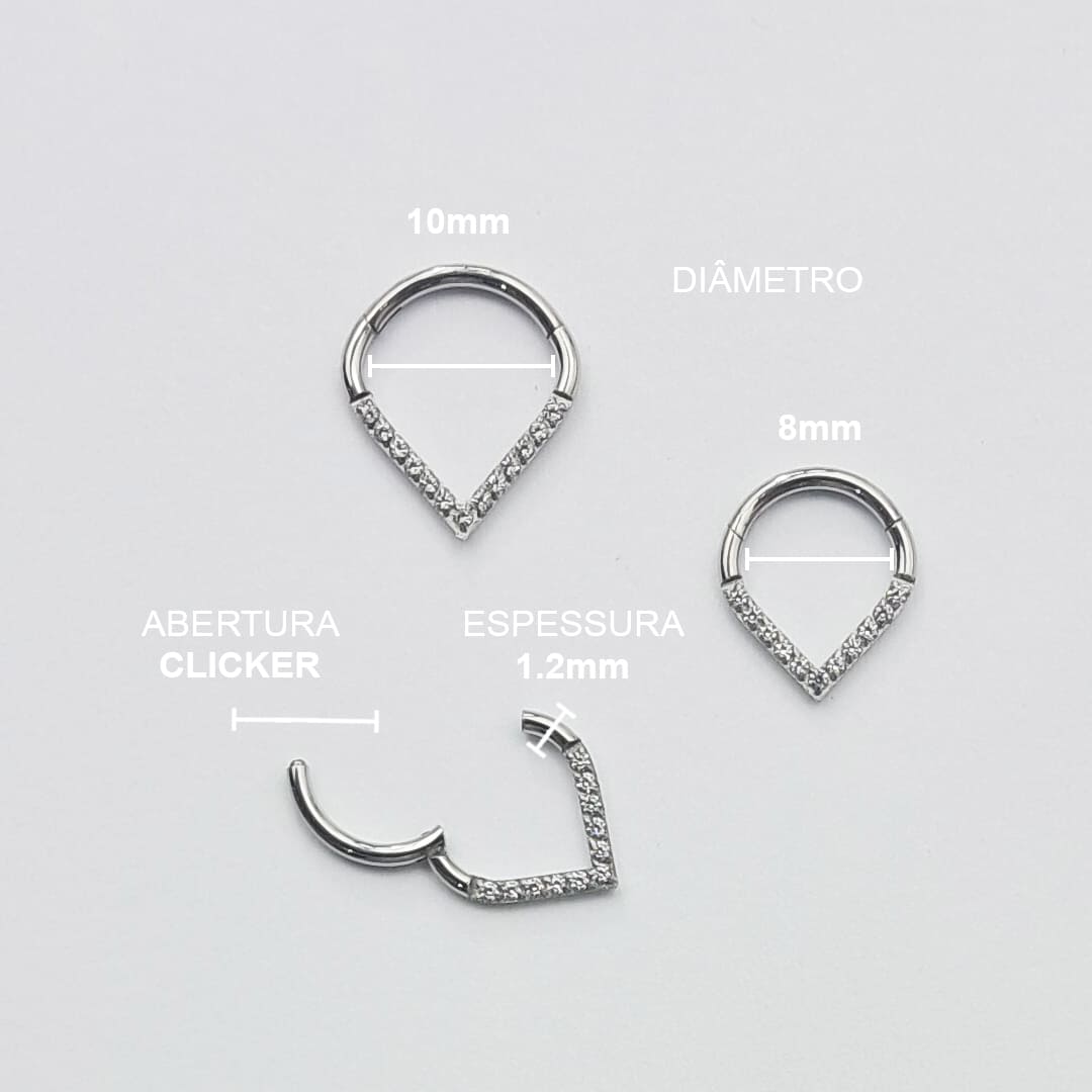 Piercing Clicker Triangulo Zirconia Titânio