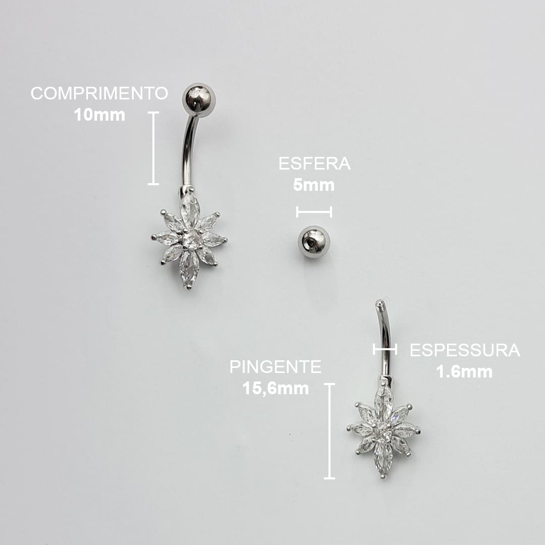Piercing Umbigo Zircônias Aço Cirúrgico
