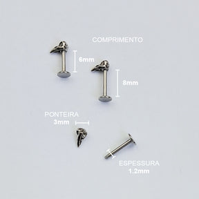 Piercing Orelha Tragus Labret Corvo Aço Cirúrgico
