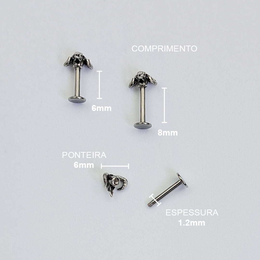 Piercing Orelha Tragus Labret Baphomet Titânio