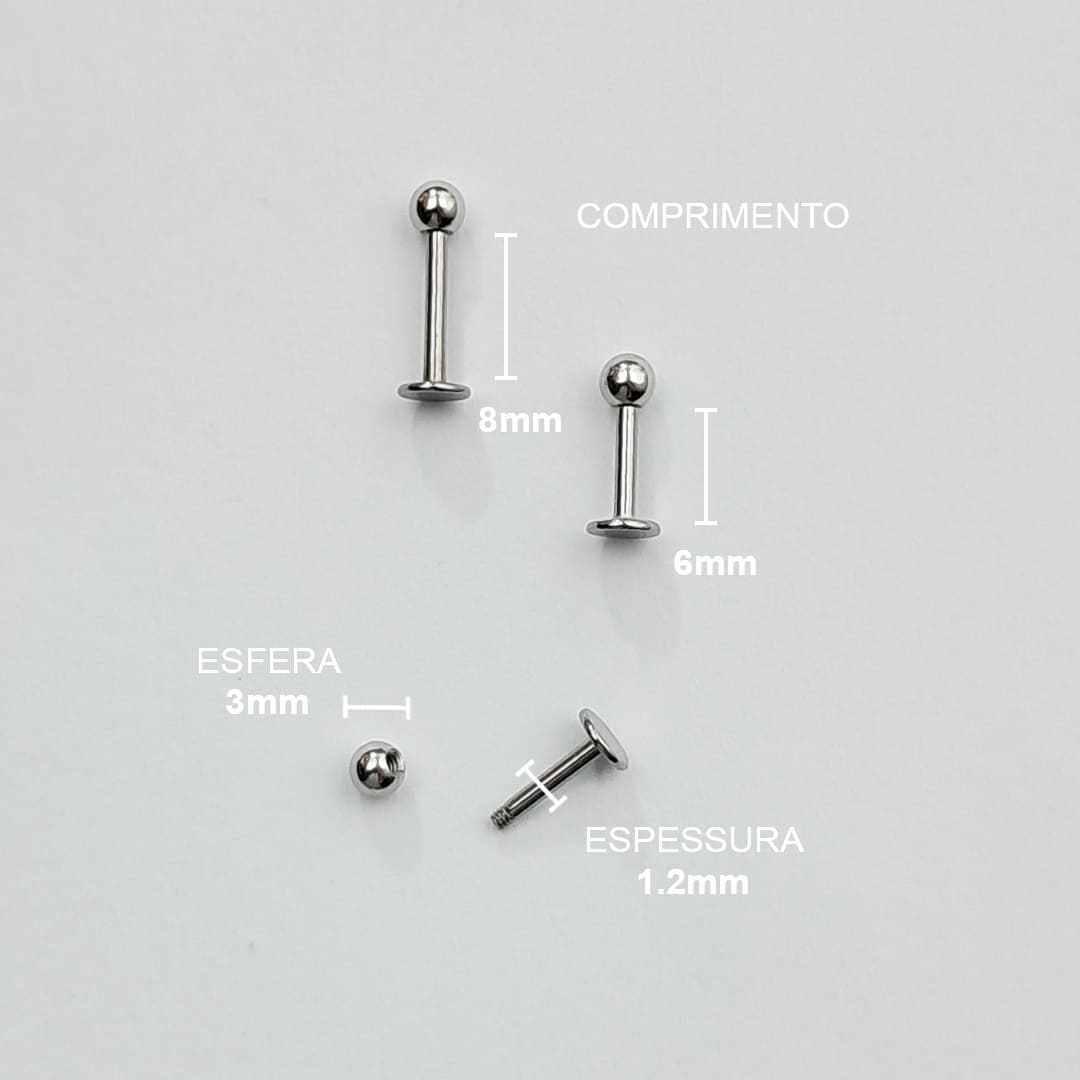 Piercing Orelha Nariz Tragus Labret Esfera Titânio