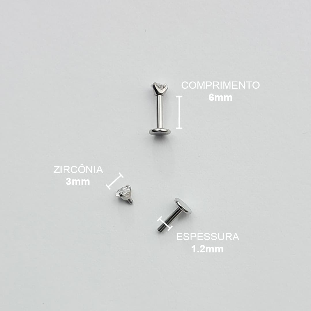 Piercing Orelha Nariz Tragus Labret Zircônia Coracao Aço Cirúrgico