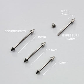 Piercing Mamilo Barbell Spike Aço Cirúrgico