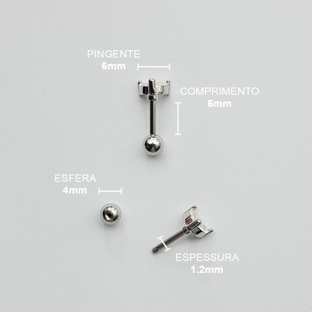 Piercing Orelha Tragus Labret Trinity Navete Aço Cirúrgico