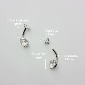 Piercing Umbigo Zircônia Aço Cirúrgico