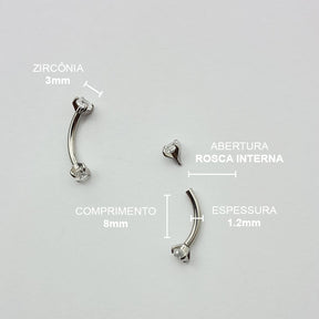 Piercing Sobrancelha Umbigo Labret Zircônia Titânio