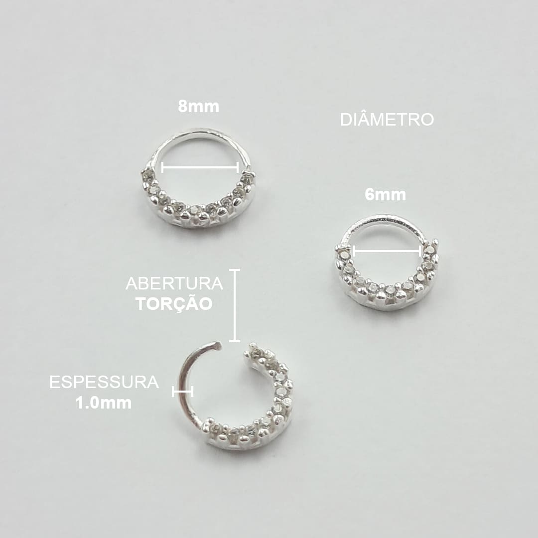 Piercing Septo Daith Zircônias Delicado