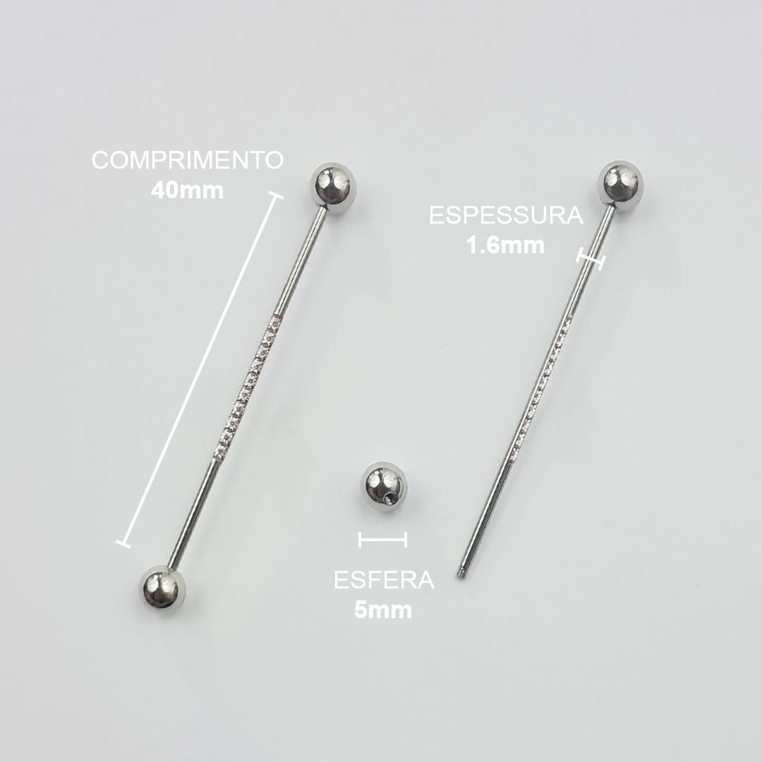 Piercing Transversal Zircônia Aço Cirúrgico