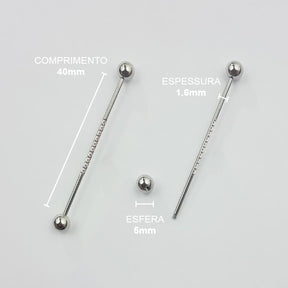 Piercing Transversal Zircônia Aço Cirúrgico