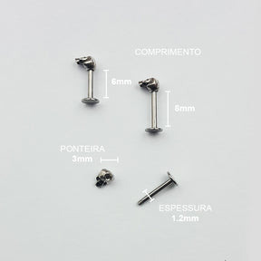 Piercing Orelha Tragus Labret Caveira Aço Cirúrgico
