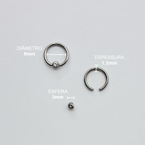 Piercing Argola Captive Zircônia Titânio