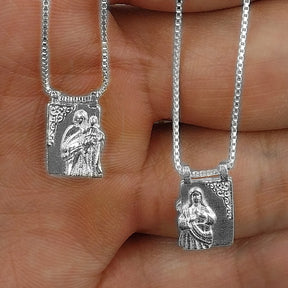 Escapulário Sagrado Coração Nossa Senhora do Carmo Prata 925