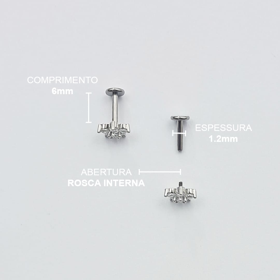 Piercing Orelha Nariz Tragus Labret Flor Zircônias Titânio