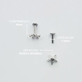 Piercing Orelha Nariz Tragus Labret Flor Zircônias Titânio
