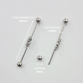 Piercing Transversal Zircônia Aço Cirúrgico