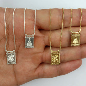 Escapulário Nossa Senhora Aparecida São Jorge Prata 925