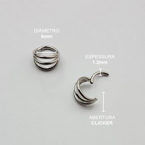 Piercing Clicker Triplo Aço Cirúrgico