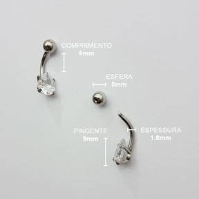 Piercing Umbigo Gota Aço Cirúrgico