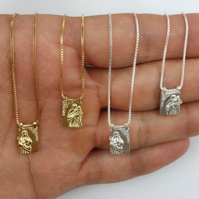 Escapulário Sagrado Coração Nossa Senhora do Carmo Prata 925