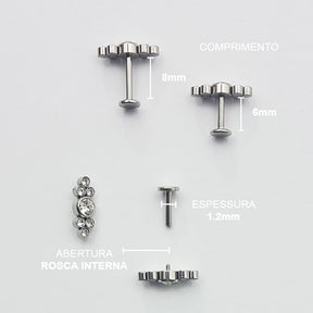 Piercing Orelha Nariz Tragus Labret Zircônia Aço Cirúrgico