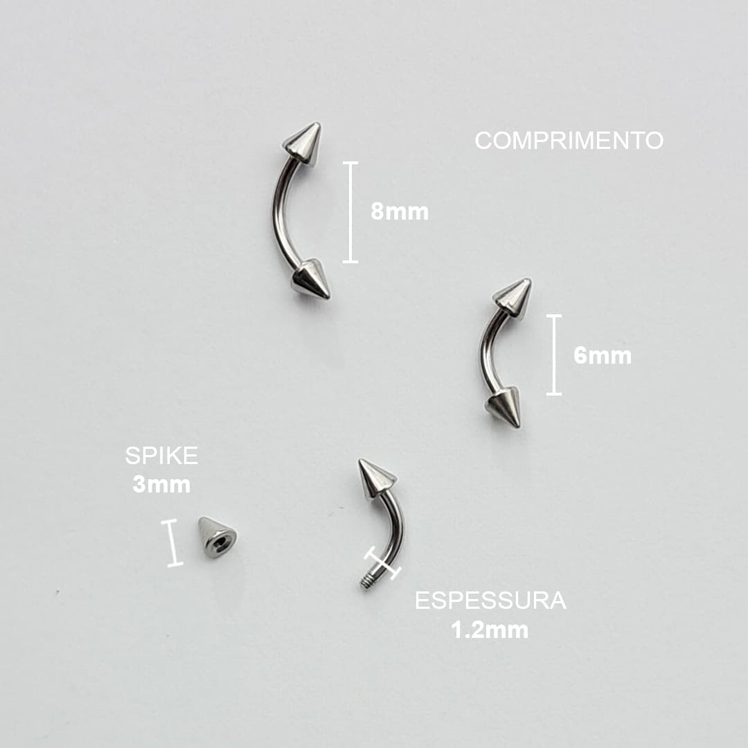 Piercing Sobrancelha Labret Spike Aço Cirúrgico