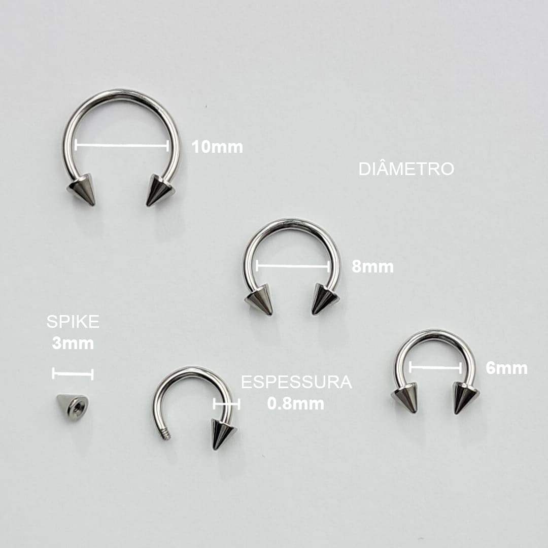 Piercing Ferradura Spike Aço Cirúrgico