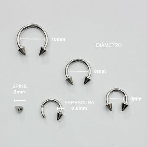 Piercing Ferradura Spike Aço Cirúrgico