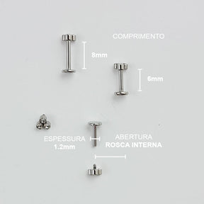 Piercing Orelha Nariz Tragus Labret Zircônia Aço Cirúrgico