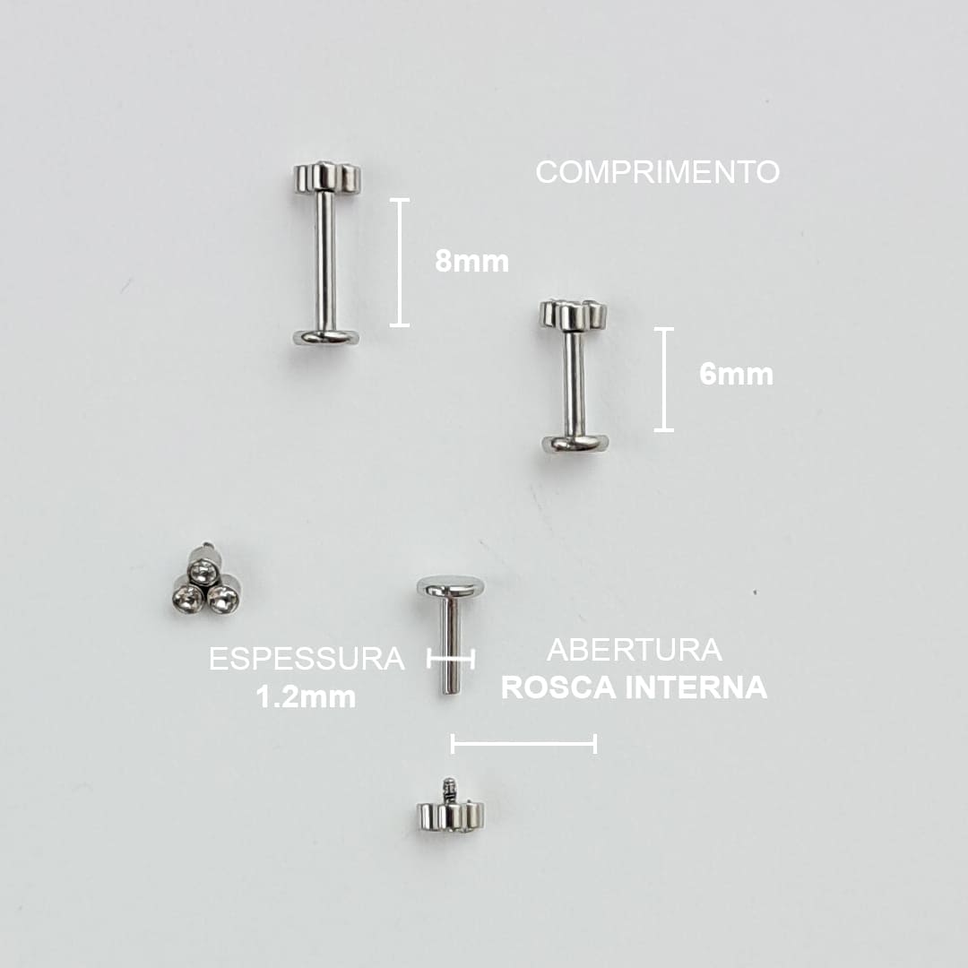 Piercing Orelha Nariz Tragus Labret Zircônia Aço Cirúrgico