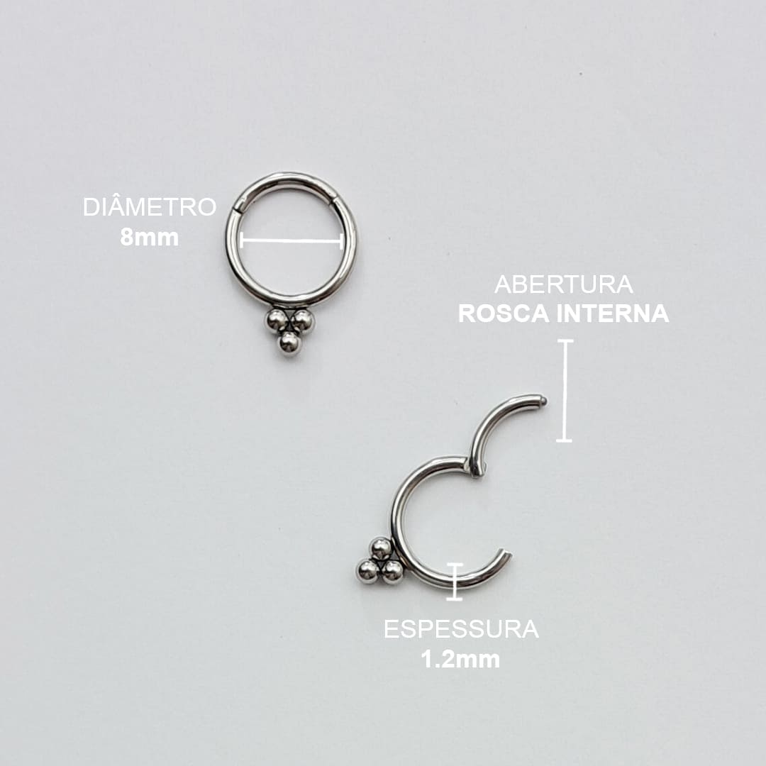 Piercing Argola Clicker Bolinhas Aço Cirúrgico