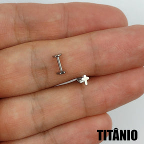 Piercing Orelha Nariz Labret Tragus Cruz Titânio