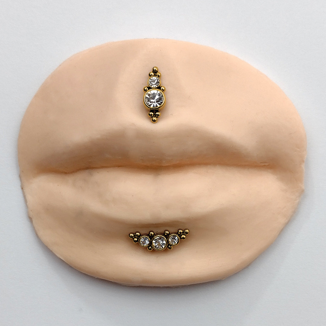 Piercing Orelha Nariz Tragus Labret Zircônia Aço Cirúrgico Dourado
