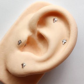 Piercing Orelha Nariz Labret Tragus Cruz Titânio