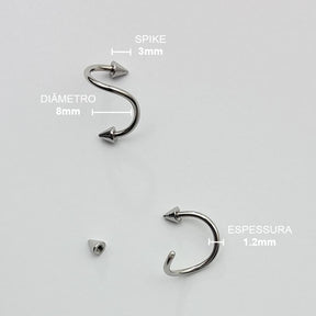 Piercing Twister Spike Aço Cirúrgico