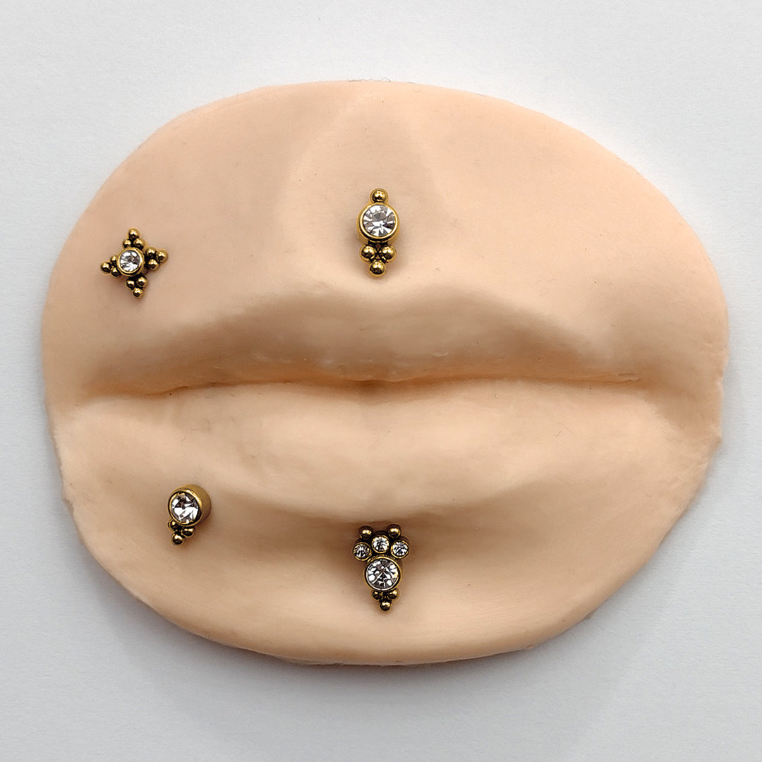 Piercing Orelha Nariz Tragus Labret Zircônia Aço Cirúrgico Dourado