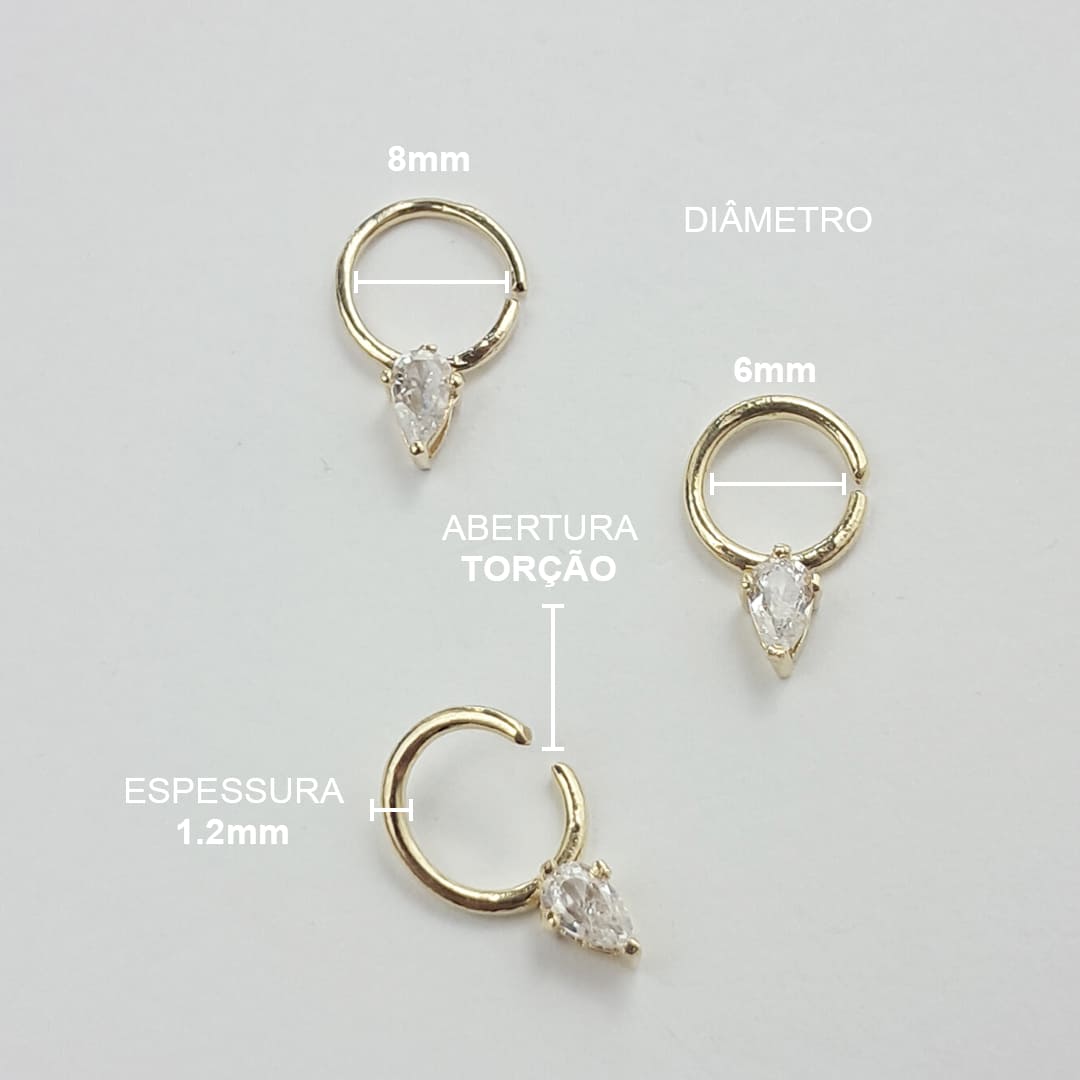 Piercing Septo Daith Zircônia Gota