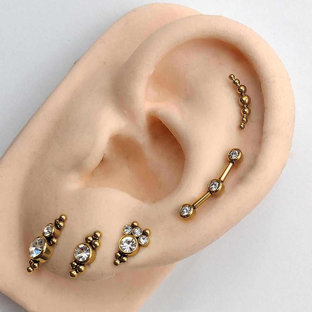 Piercing Orelha Nariz Tragus Labret Zircônia Aço Cirúrgico Dourado