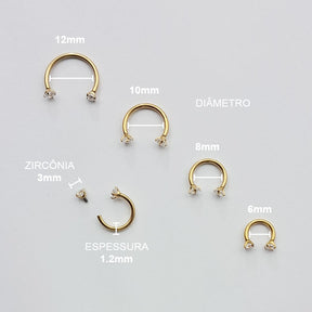 Piercing Ferradura Zirconia Titânio
