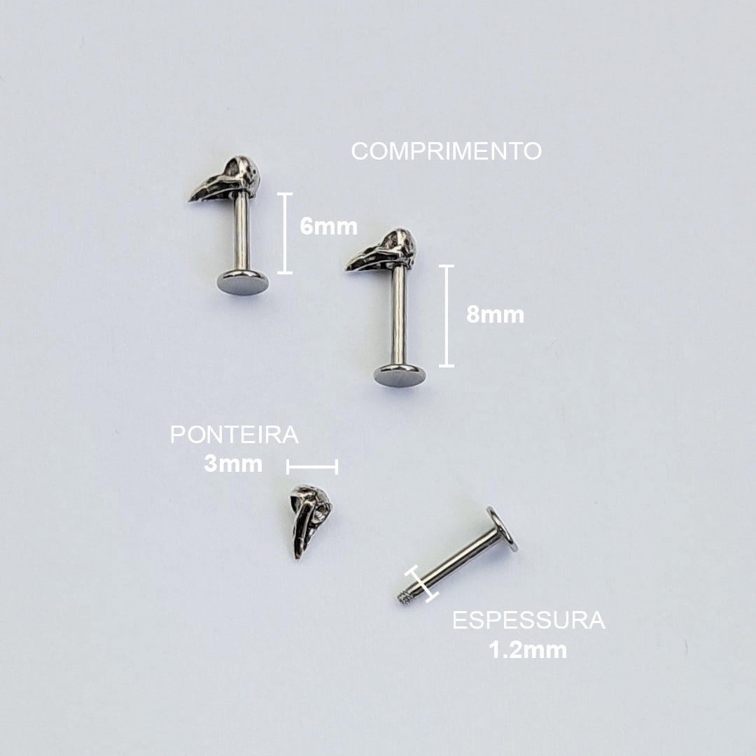Piercing Orelha Tragus Labret Corvo Titânio