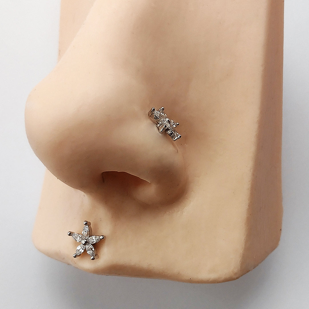 Piercing Orelha Nariz Tragus Labret Flor Zircônias Titânio