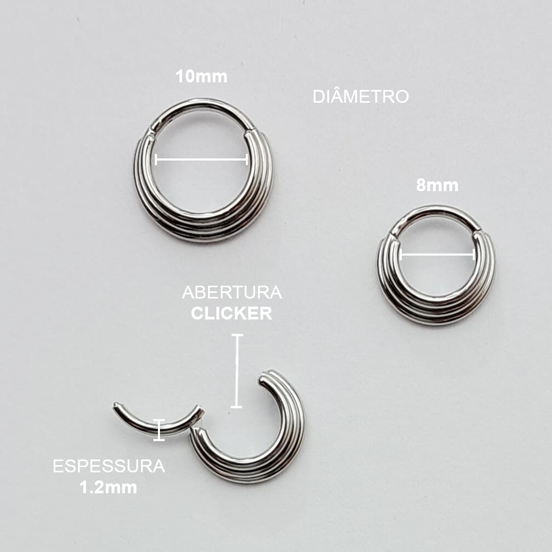 Piercing Articulado Septo Daith Triplo Aço Cirúrgico