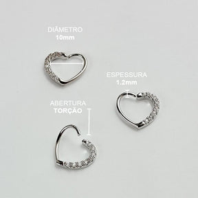Piercing Daith Coracao Zirconia Aço Cirúrgico
