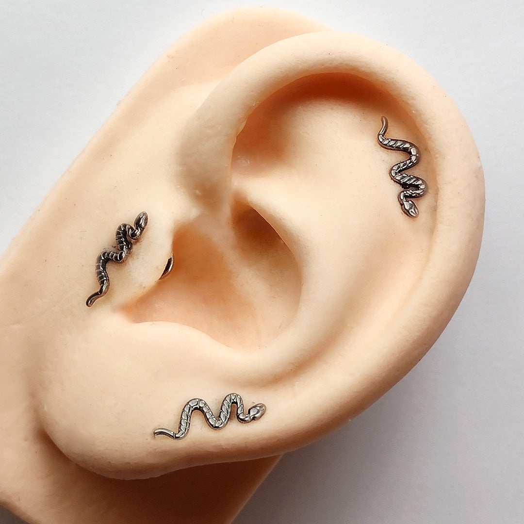 Piercing Orelha Nariz Tragus Labret Cobra Titânio